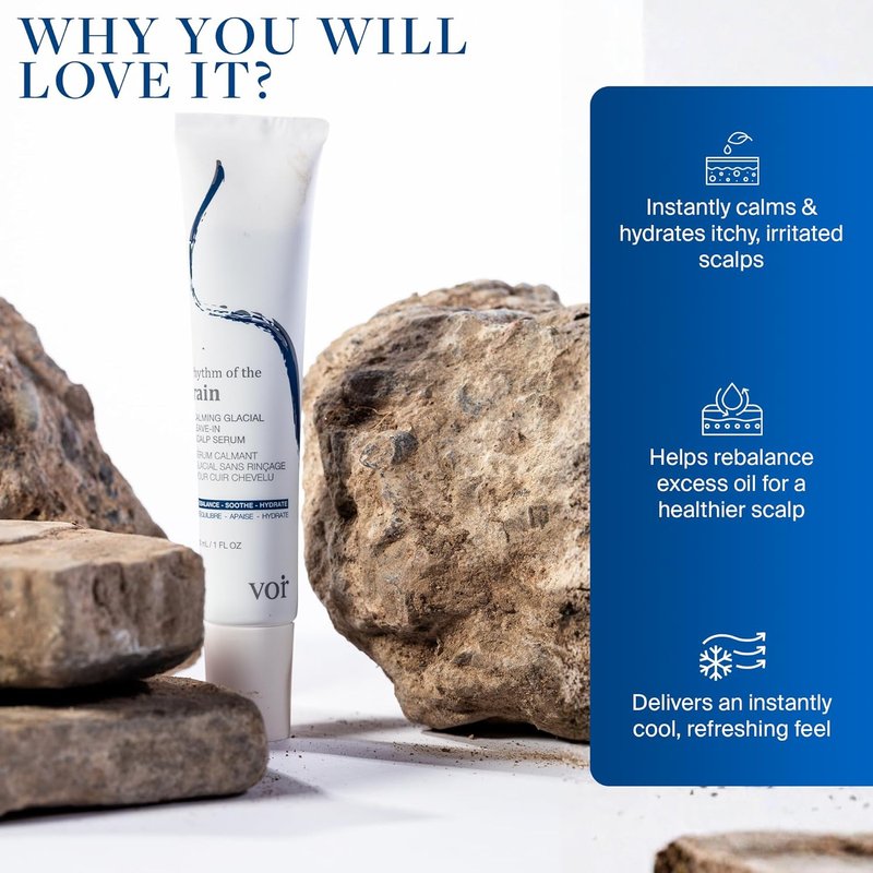 Voir Haircare Scalp Serum - Hydrating & Soothing Formula for Dry, Itchy Scalp | 30ml with Canadian Glacial Oceanic Clay