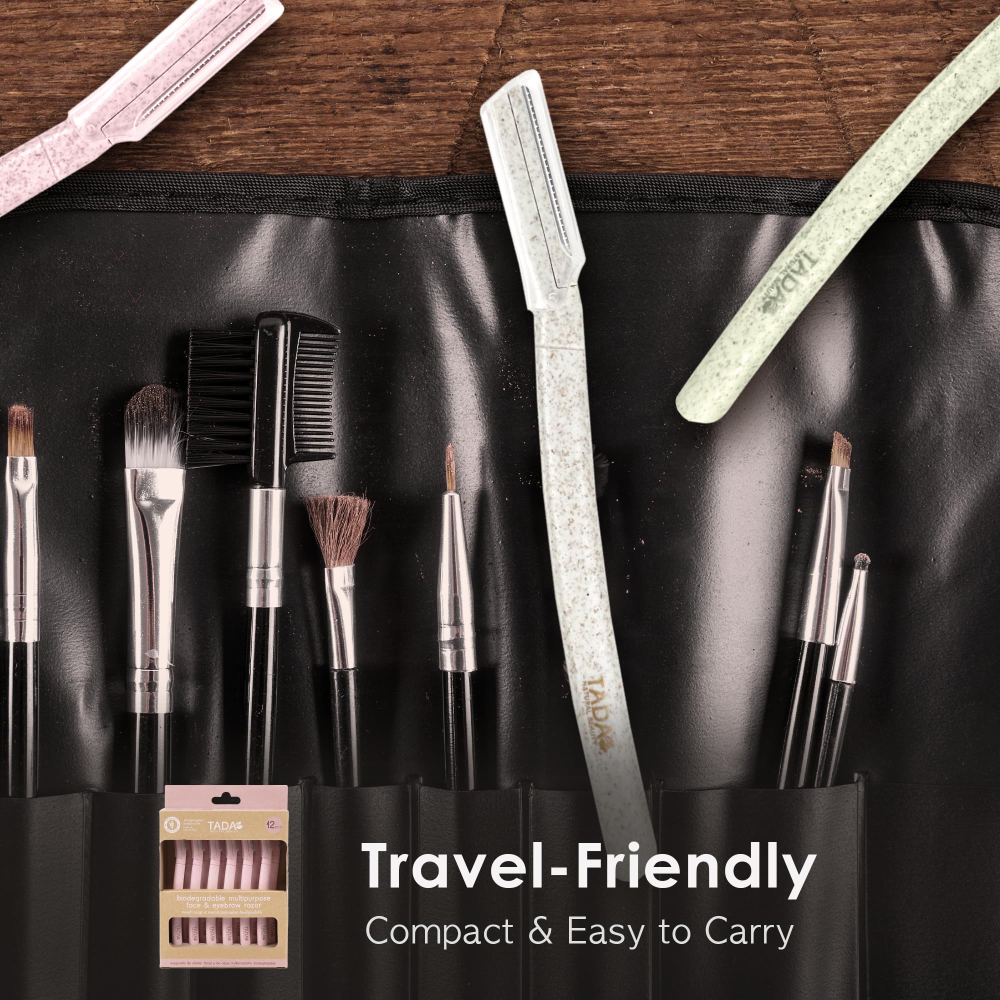 TADA Natural Beauty Biodegradable Dermaplaning Tool 12pk, Face Eyebrow Face Razors, Face Shaver & Exfoliating (Pink)