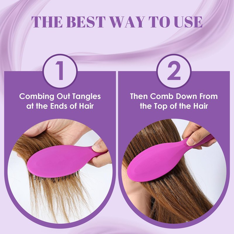 Wig Brush Comb Set, Premium Matte Grip, 2pcs Professional Extension Brush with Ergonomic Travel Size Design for Human and Synthetic Hair