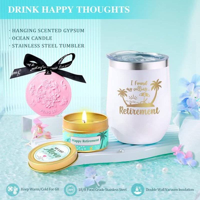 Retirement Gifts for Women 2025, 16 pcs Happy Retirement Gifts for Teacher Nurse Mom Grandma Colleague Coworker Friend Boss, Best Retirement Gift Basket Set, Retirees Gift With Tumbler