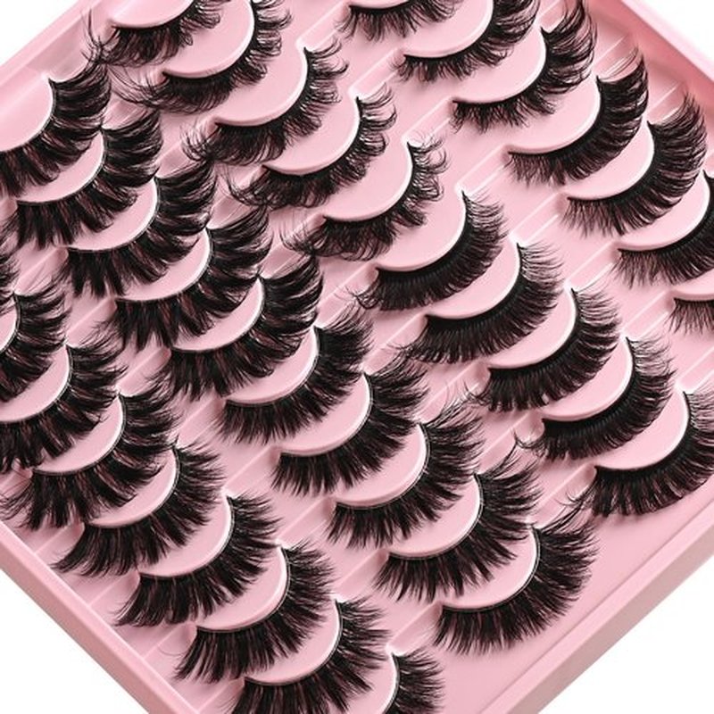 FARRED Lashes Wispy False Eyelashes 4 Styles Cat Eye Fake Lash Strips Big Fluffy Fox Strip Eyelash Pack 20 Pairs Natural Mink Cateye Lashes Natural Looking Wispies Easy Russian Eye Lash for Beginners