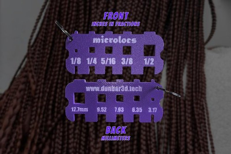Microlocs Sizing Tool for Locs — Hair Measuring Tool with Imperial + Metric Ruler, Three Measurement Methods, Finger Grips & Keyring (Dark Blue)