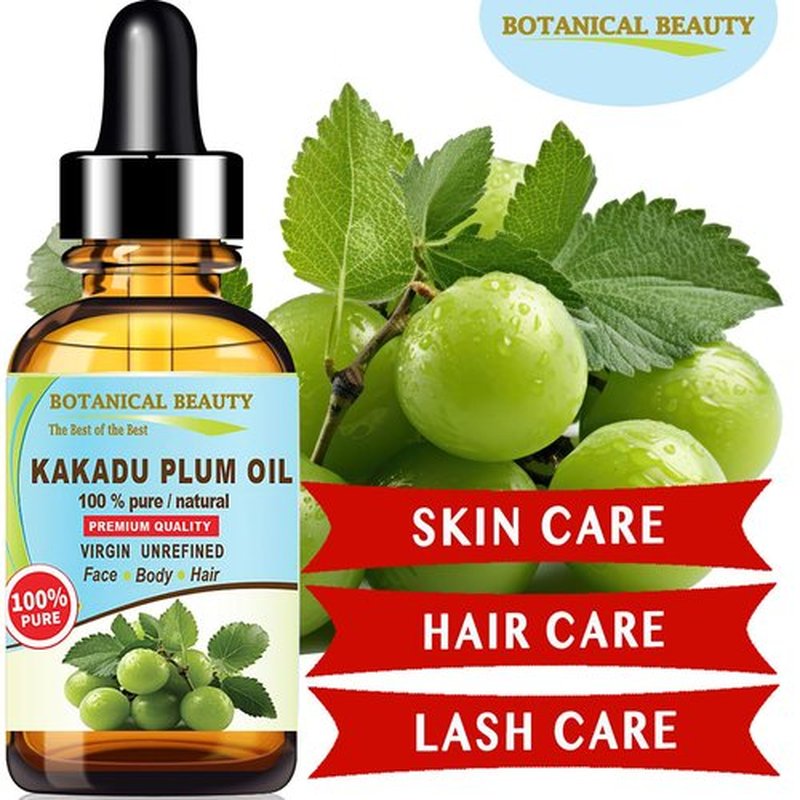 Botanical Beauty Australian KAKADU PLUM OIL 100% Pure Natural Virgin Unrefined Cold-pressed carrier oil 0.5 Fl oz 15 ml For Face, Skin, Body, Hair, Lip, Nails