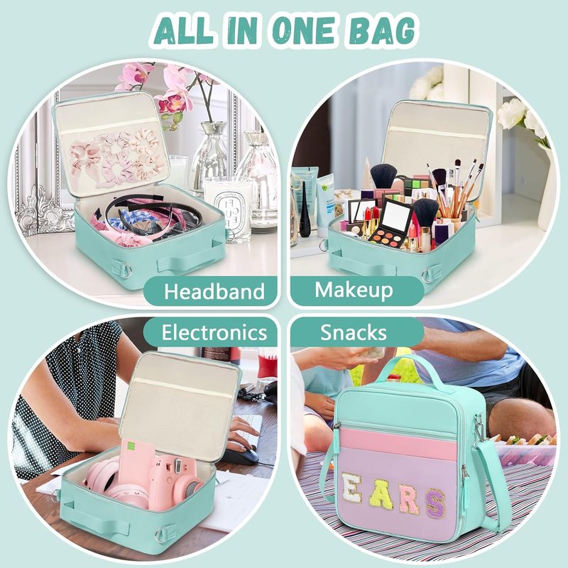 WOOMADA Travel Case - Letter Bow Mouse Ears Headband Holder & Hair Accessories Organizer Bag for Women