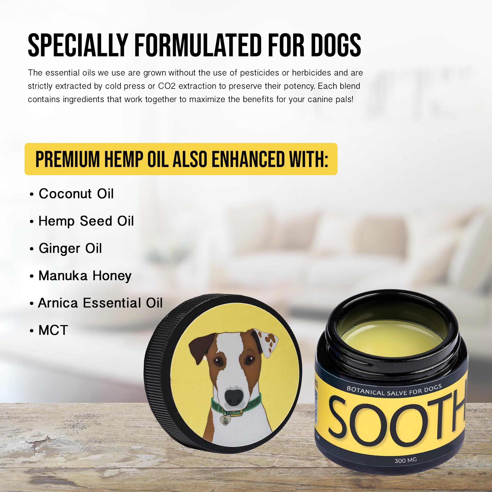 Hemp Dog Health Soothe - Dog Balm with Hemp Oil - Hot Spots, Itchy Skin, Rashes, Bug Bites, & Wound Care - Natural Anti-Itch Relief