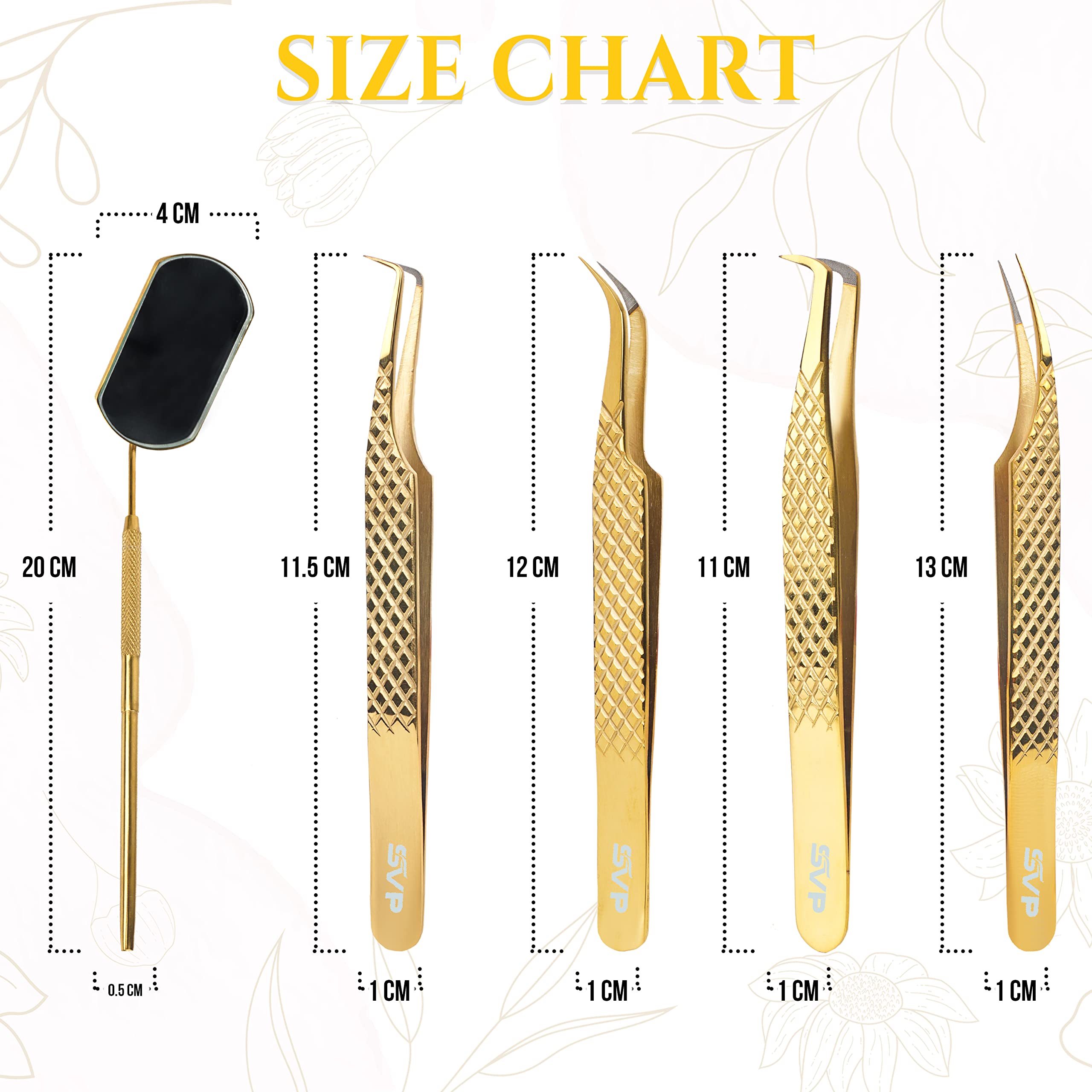 SV Fiber Tip Lash Tweezers for Eyelash Extensions with Diamond Grip, Pack of 5 - Professional Lash Extension Tweezers, High Precision Tweezers for Classic, Volume & Mega Volume Lashes with Case Box