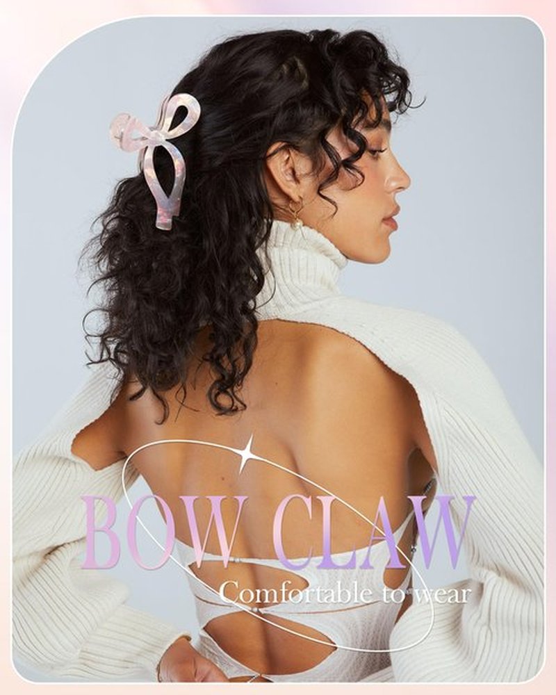 4 PCS Acrylic Bow Hair Clips for Women Bow Cute Claw Clip 4.3" Large Hair Claw Clips for Thick or Long Hair Bows Jaw Clip