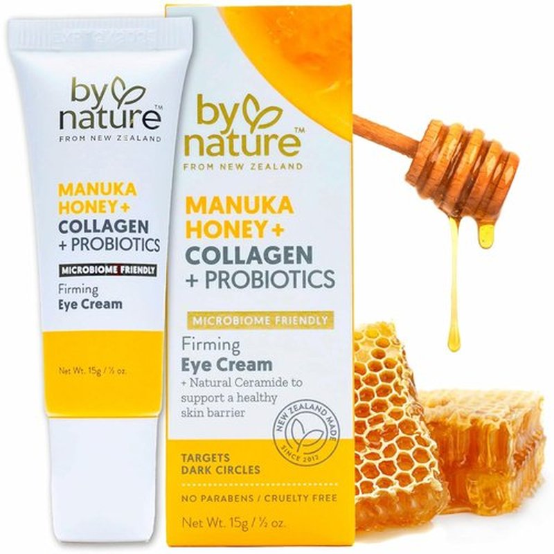 By Nature Eye Cream - Hydrating Under Eye Cream with Manuka Honey & Collagen - .5oz for Dark Circles