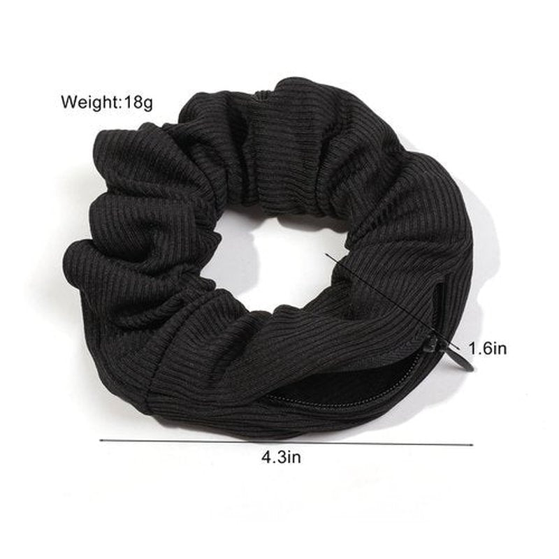 Pocket Scrunchies Holder Secret Hidden Compartment Items Velvet Hair Scrunchies Storage with Zipper Pocket for Women