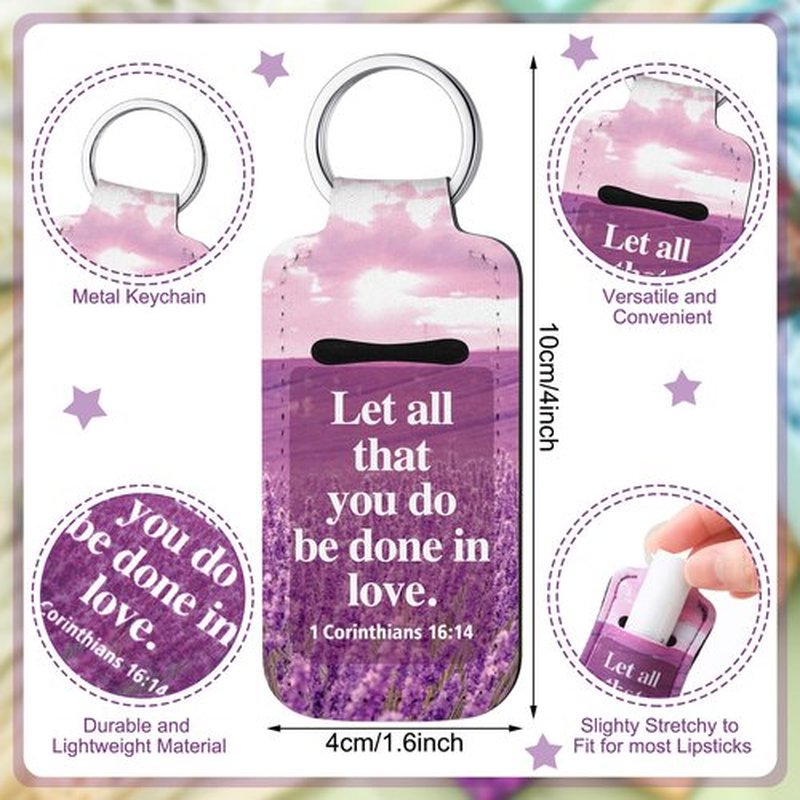 Ecation 72 Pcs Christian Bible Lipstick Holder Key Chain Lip Balm Holder Gift Bulk with Metal Ring Lipstick Lip Gloss Pouch Religious Party Bible Inspiration Gift for Women Man Church(Retro)