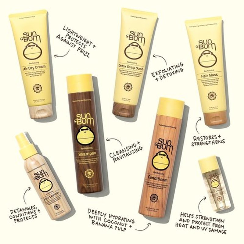 Sun Bum Revitalizing Air Dry Cream - Anti-Frizz Styling Cream with Banana Extract - UV Protection | 6 fl oz