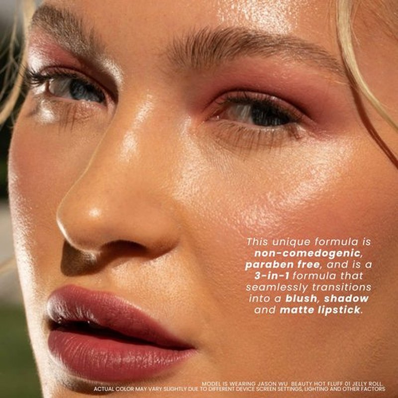Jason Wu Beauty Hot Fluff Modern Matte Lipstick - 3-in-1 Lipstick, Blush, Shadow, 3.8g 0.134oz (Jelly Roll, 3.8g)