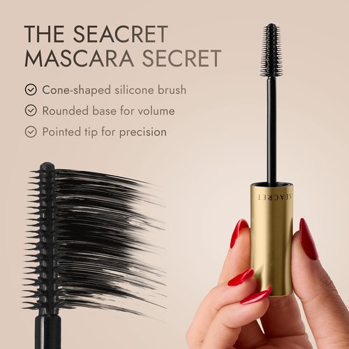 SEACRET Non-Smudge Tubing Mascara - Dead Sea Mineral Infused, Flake-Free All-Day Wear, Removes with Warm Water, Ophthalmologist Tested, Vegan Black Mascara 0.28 oz