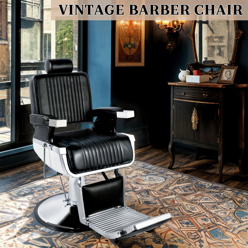 Hicomony Barber Chairs for Barbershop Heavy Duty, Professional Black Reclining Barber Salon Chair for Hair Stylist, Heavy Duty Beauty Shampoo Armchair for Salon Spa Home