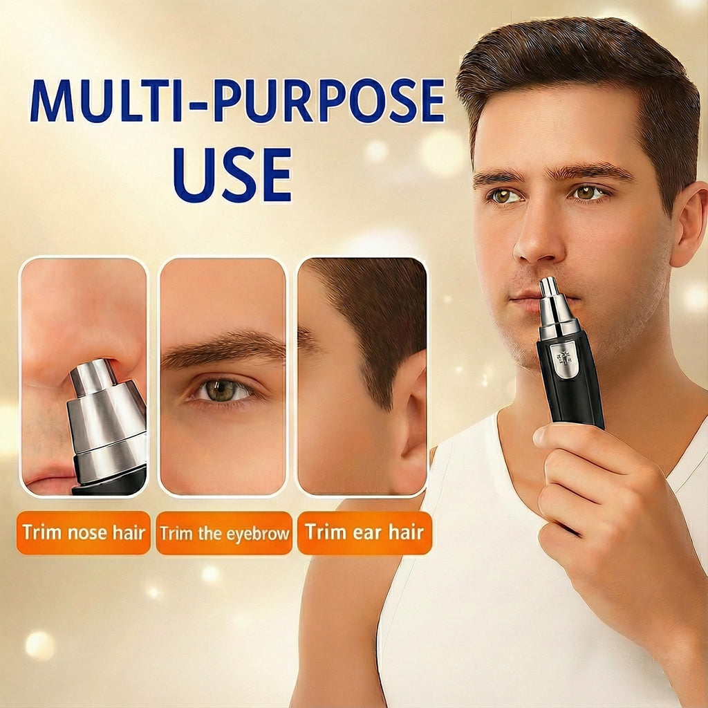 Bekhic Ear and Nose Hair Trimmer Clipper - 2025 Professional Painless Eyebrow & Facial Hair Trimmer for Men Women, Battery Operated Facial & Eyebrow Hair Remover, Dual-Edge Blades, Painless Grooming