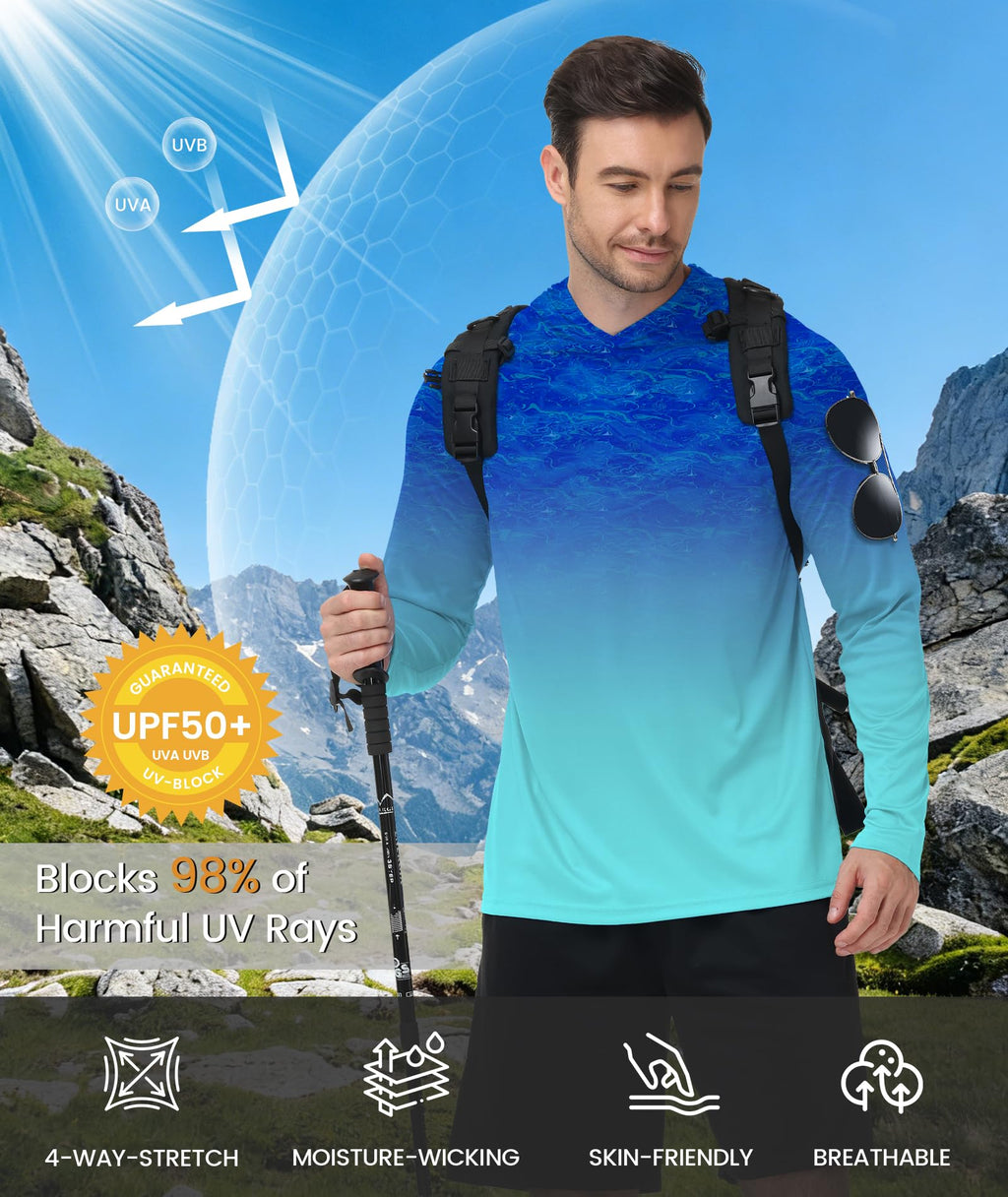 ZITY Men's Sun Protection Shirts Long Sleeve Rash Guard Hoodie UV UPF 50+ Fishing Running Athletic Sweatshirts