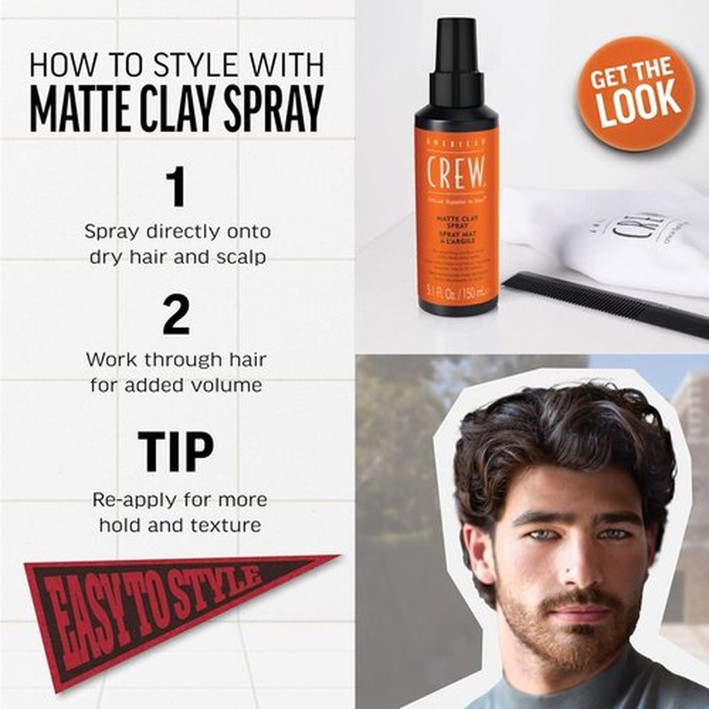 American Crew Matte Clay Spray - Strong Hold & Matte Finish | 5.1 Fl Oz