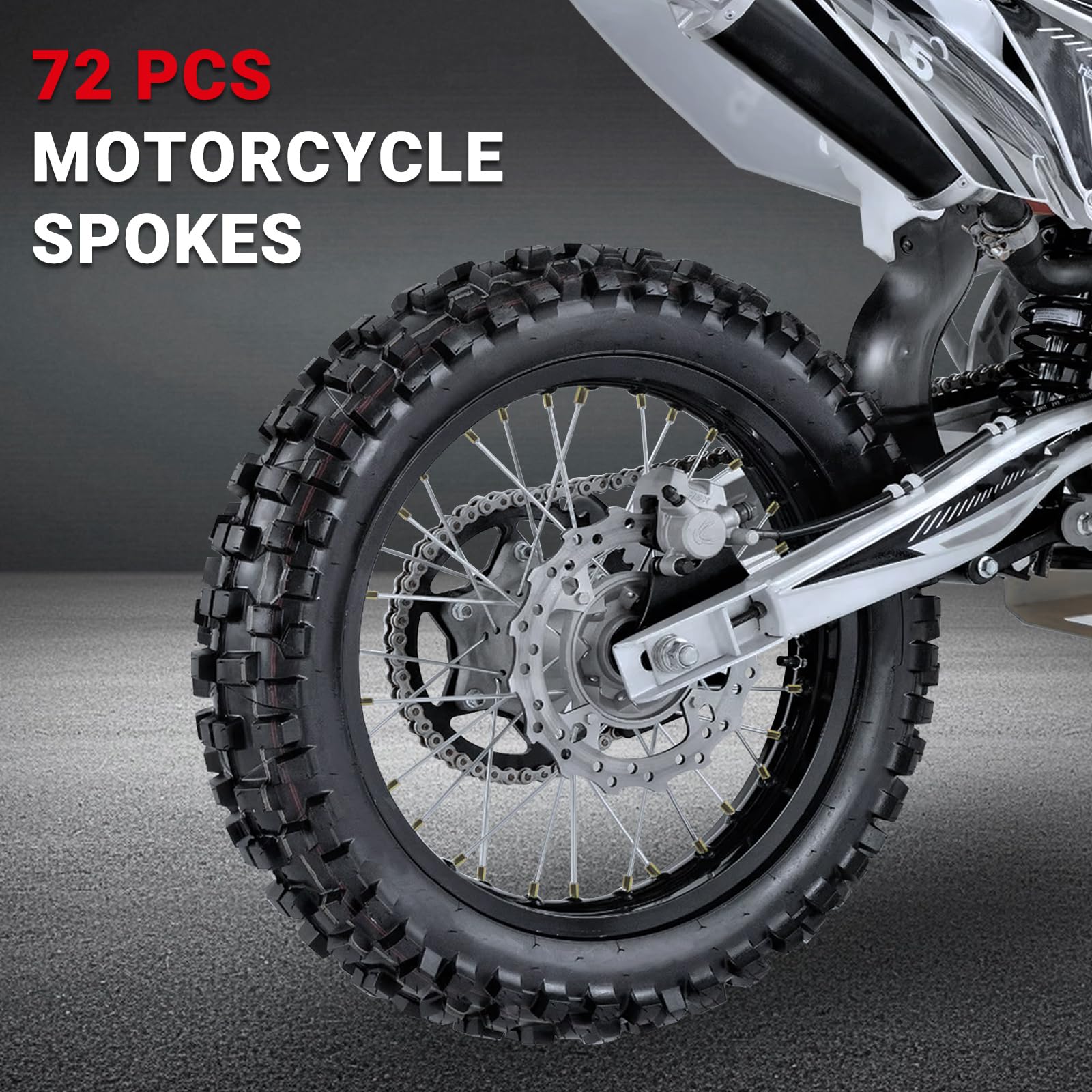 AICARS Motorcycle Spoke 170mm Length with 17 x 10mm Nuts Metal Motorcycle Wheel Spokes - Pack of 72