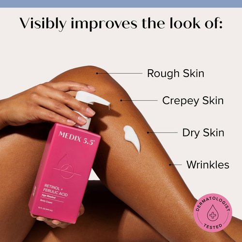 MEDIX Smooth & Glow 3PC Skin Care Set | Glycolic Acid Exfoliating Body Wash Gel + Brightening Vitamin C Cream + Firming Retinol Body Lotion Gift Box | Skin Care Products | Gifts For Women