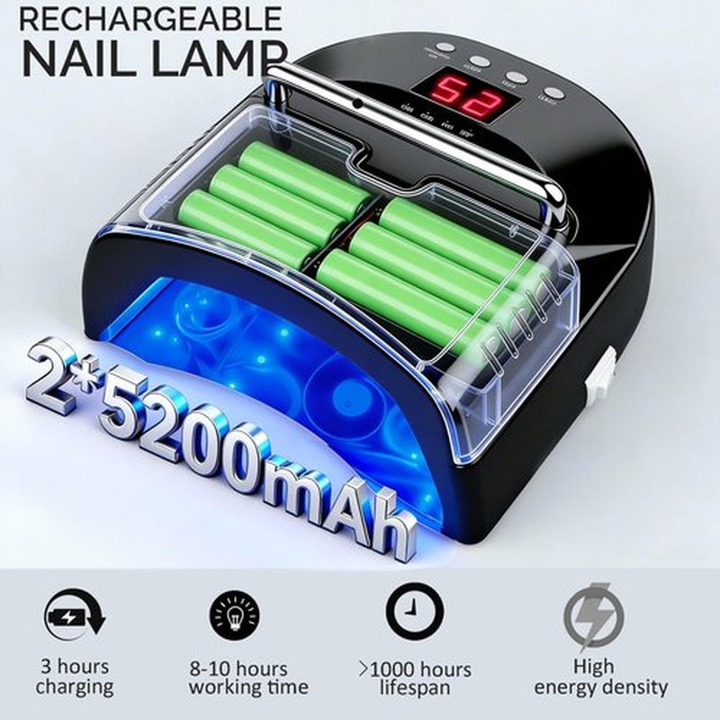 OBEEGOO Cordless UV LED Nail Lamp,72W Professional Nail Dryer for Gel Polish with Fan - UV Light for Gel Nails with 36 Upgraded Light Beads, LED Gel Nail Lamp for Salon & Home DIY (Black)