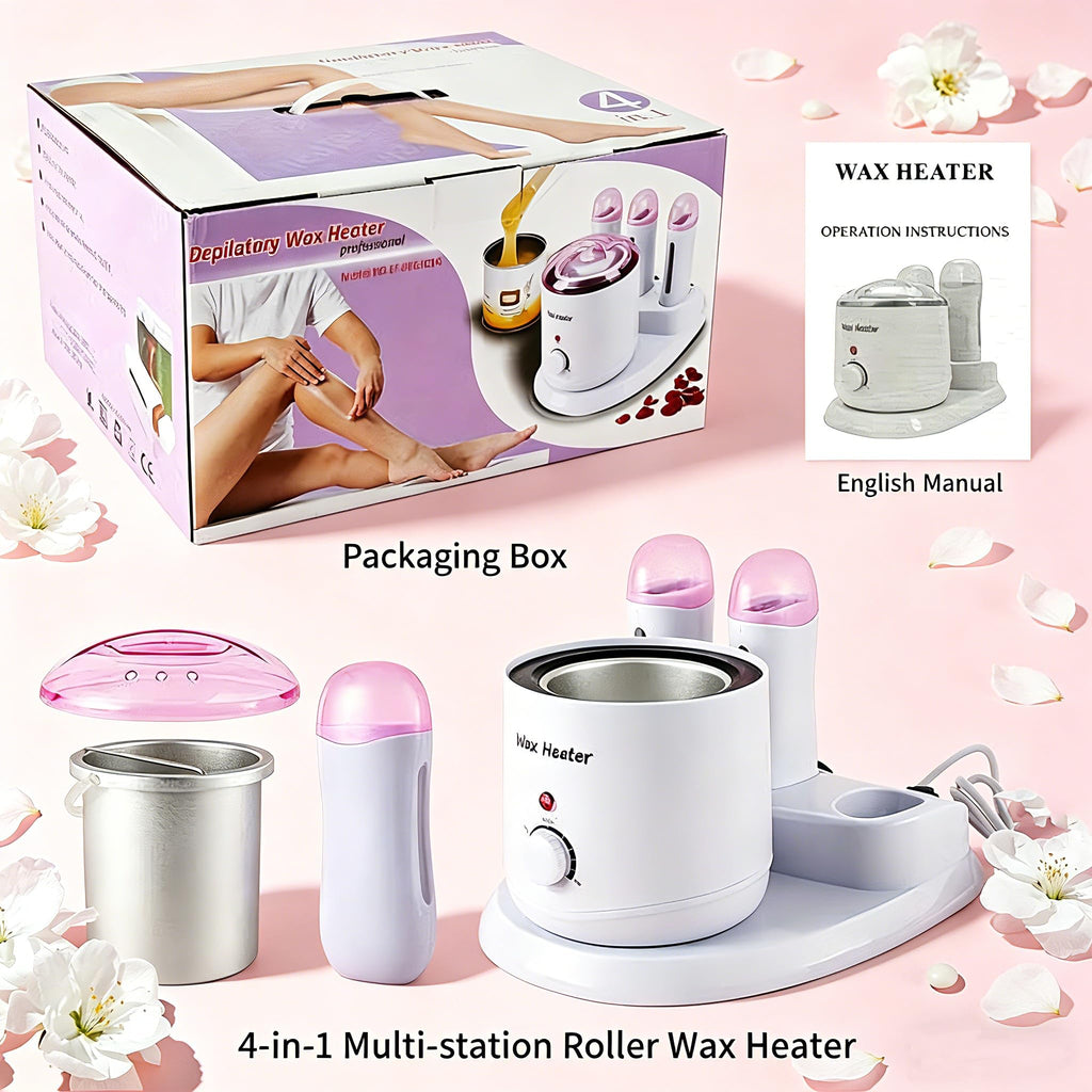 JOJOCOSMO 4 IN 1 Professional 800CC Wax Warmer + 3×100G Roll On Wax Machine with Independent Switches, Wax Warmer for Hair Removal, Depilatory Wax Heater Waxing Kit for women