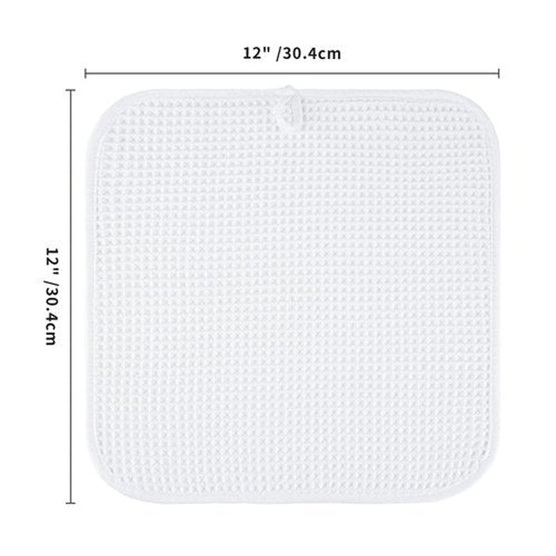 Microfiber Waffle Face Towels, 4 Pieces, Soft, Absorbent, Fast Drying, Lint Free 430 GSM (White)