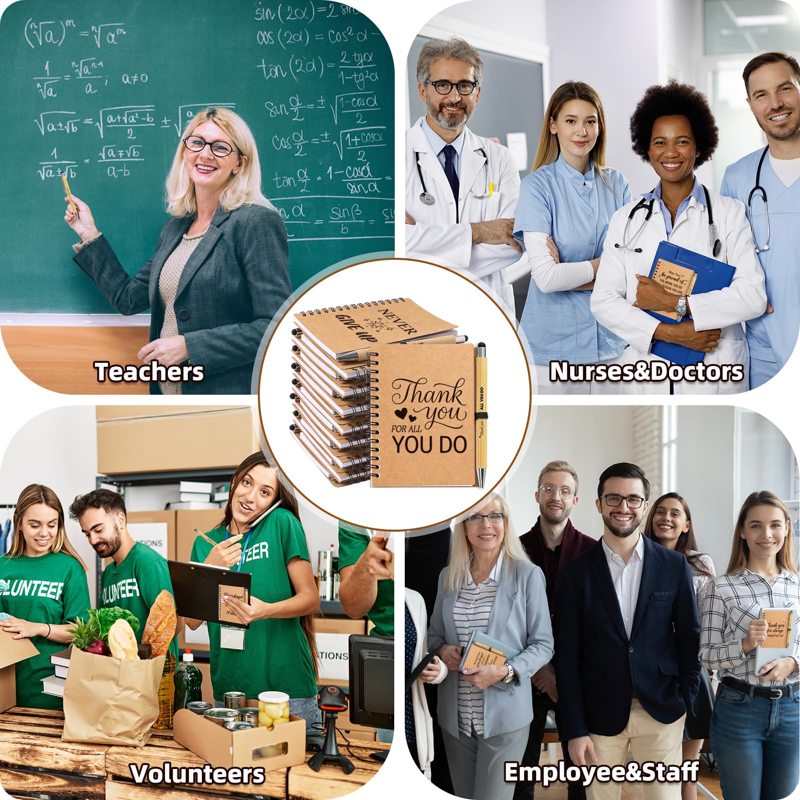 80Pcs/40 Sets Employee Appreciation Gifts Bulk, 40 Inspirational Notebooks & 40 Motivational Pens for Coworker Gifts, Teacher, Team Building, Nurse, Volunteer, DSP, Housekeeping, EVS Staff Office Gift