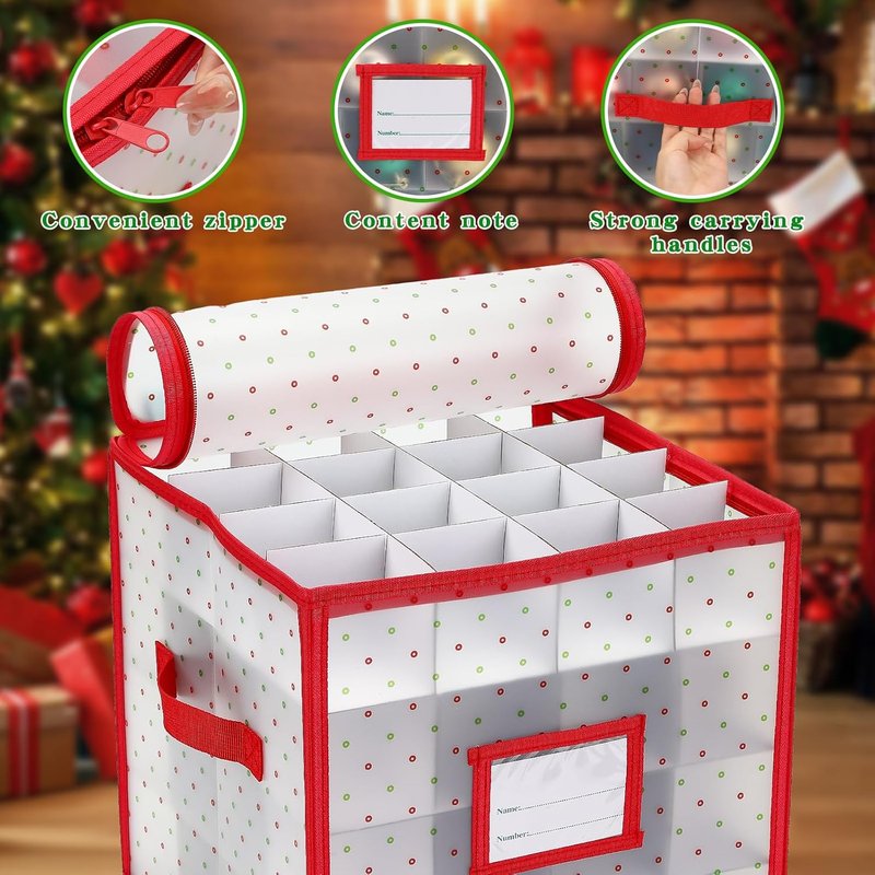 Christmas Tree Ball Organizer by [Brand Name] - Hard Plastic Ornament Storage Box for 64 Ornaments