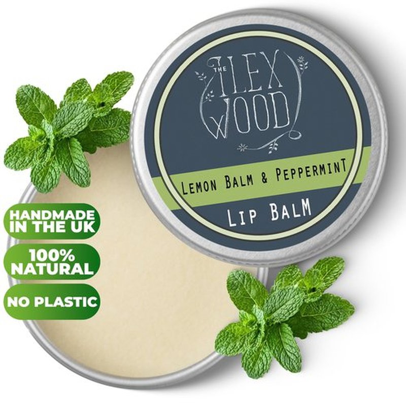 The Ilex Wood - Lip Balm Pack of 3 - Lemon Balm and Peppermint - All natural, coldsore prevention, cruelty free, plastic free, moisturising lip balm, handcrafted - 3 x 10ml (3 x 0.34 fl oz)