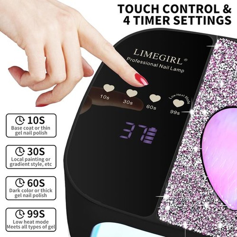 LIMEGIRL UV LED Nail Lamp Kit - Professional Fast Curing Gel Polish Dryer | Cordless & Rechargeable for Home & Salon Use