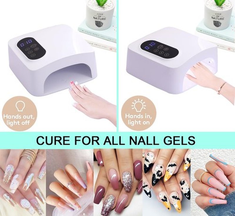 PASSHA 72W Cordless LED Nail Lamp, Rechargeable UV Nail Dryer for Gel Polish, Portable Manicure Light with 4 Timers, LCD Display, 36 LED Beads