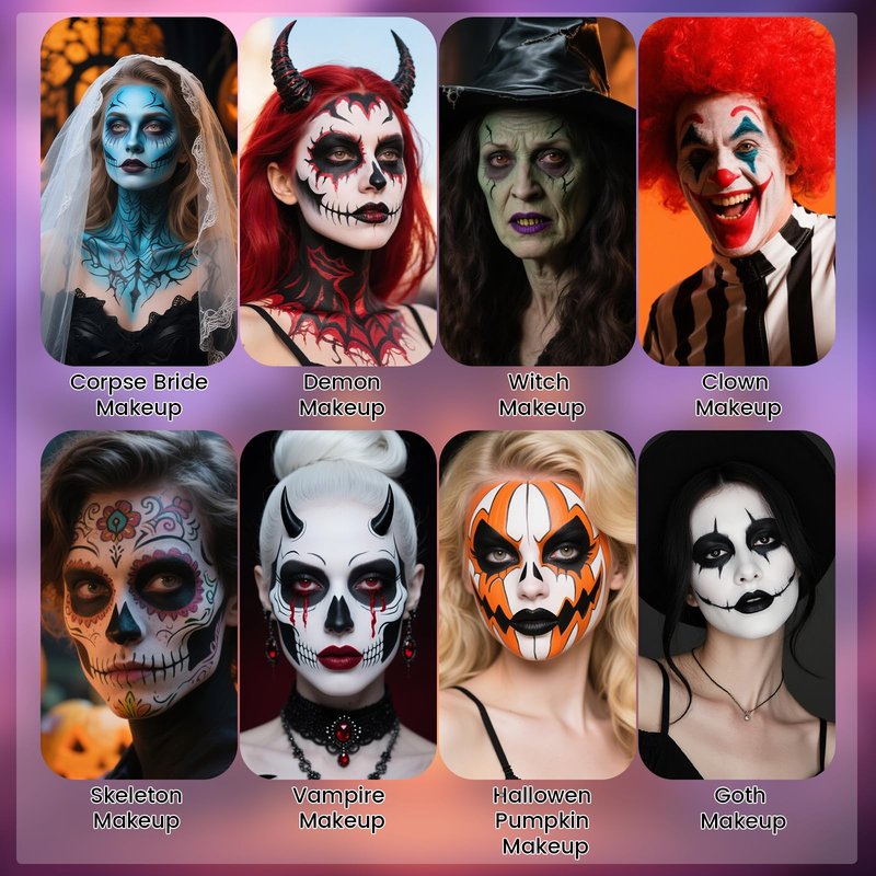 YBUETE Black White Grey Oil Based Face Paint Kit with Painting Brushes, Professional Full Coverage Greasepaint Halloween Face Painting Kit for Adult Cosplay Skeleton Monster Carnival Makeup