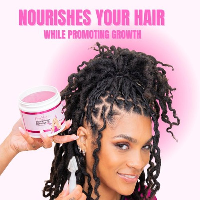 NappStar Super Hold Retwist Gel in Pink, Strong Hold for Locs and Edges, Non-Flaking, 16 Fl Oz