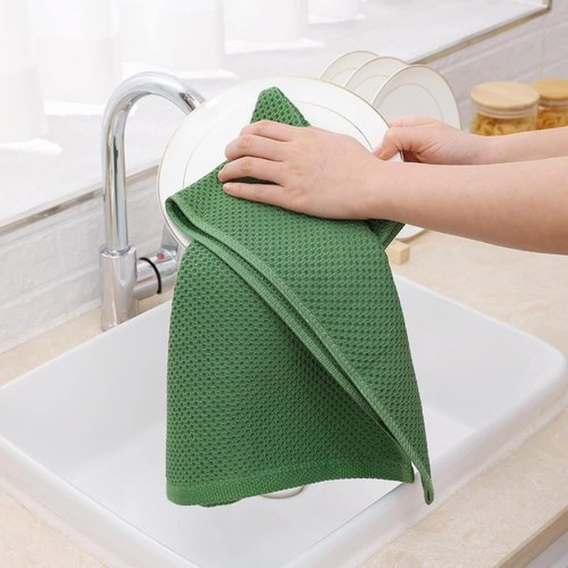 Homaxy 100% Cotton Kitchen Dish Towels - Ultra Soft & Absorbent Quick Drying, 13 x 28 Inches, 8-Pack in Grass Green