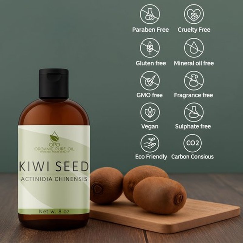 Kiwi Seed Oil - 8 oz - 100% Pure, All Natural, Cold Pressed, Unrefined, Premium Grade Carrier Oil Perfect for Hair, Skin, Scalp, Body Care Vegan Moisturizer, DIY, Cosmetics - Packaging May Vary