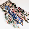 Mirlern 4-Piece Satin Hair Scarf Scrunchies for Women Girls, No Damage Cute Hair Ties with Bow Ribbons Ponytail Holders Elastic Rubber Bands (Lily)