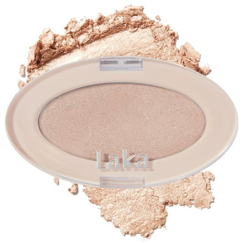 Laka Dream Beam Highlighter, 2.8g/0.09oz, Hydrating Powderwith Hyaluronic Acid & Chamomile for Radiant, Long-Lasting Glow, Glass Skin, K-Beauty (#01 Natural Beam)