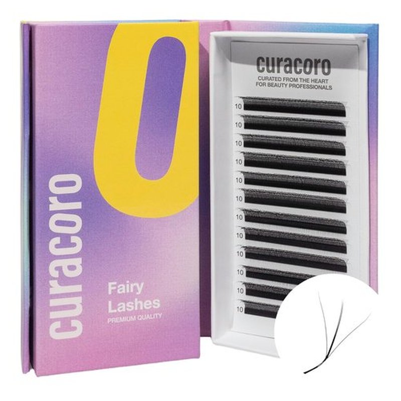 Curacoro Fairy Volume Lash Extensions 3D - 0.7mm Thickness CC Curl 8mm-15mm Length, Premium Matte Black Individual Eyelashes Tray, Professional Supplies Use