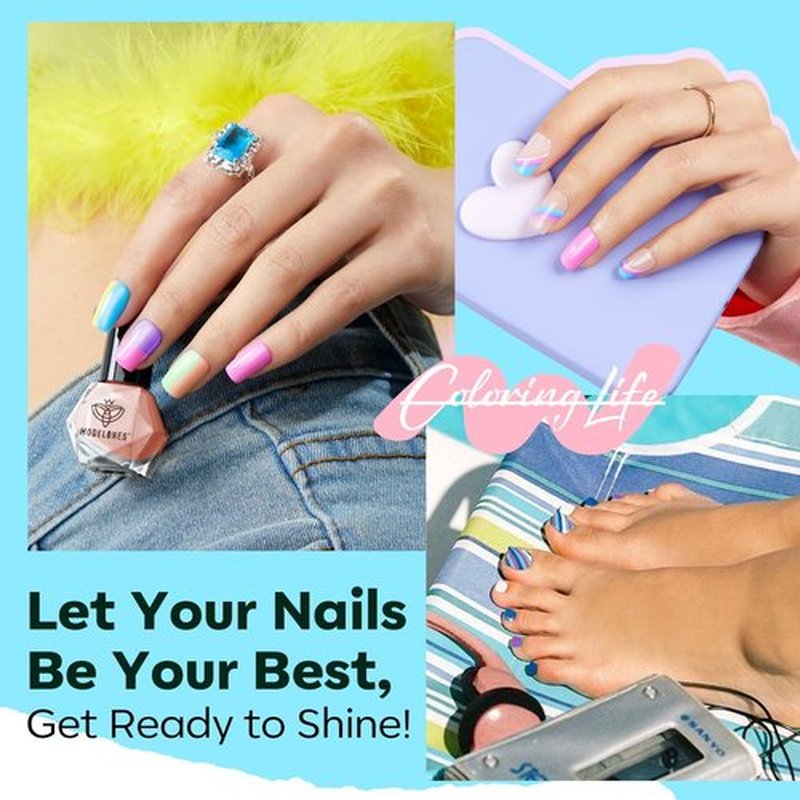 modelones Nail Polish Set, 6 Colors 2025 Summer Macaron Pastel Nail Polish Soft Pink Purple Blue Green Orange Quick Dry Nail Polish Kit Salon Home DIY Manicure Kit Gift For Women Girl