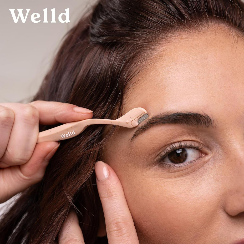 Welld Eyebrow Touch Up Razors, Precision Control For Removing Unwanted Facial Hair And Dermaplaning, Dermaplane Blade For Face, Stainless Steel, Dispossable, Ideal For Men And Women, Pack of 3