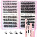 DAODER Wispy Lash Extension Kit 640Pcs Cluster Lashes Natural Look, Short Lash Clusters Kit 9-13mm 30D 40D 50D 60D D Curl Individual Lashes Kit with Lash Bond Seal Remover(30D+40D+50D+60D Kit 9-13mm)