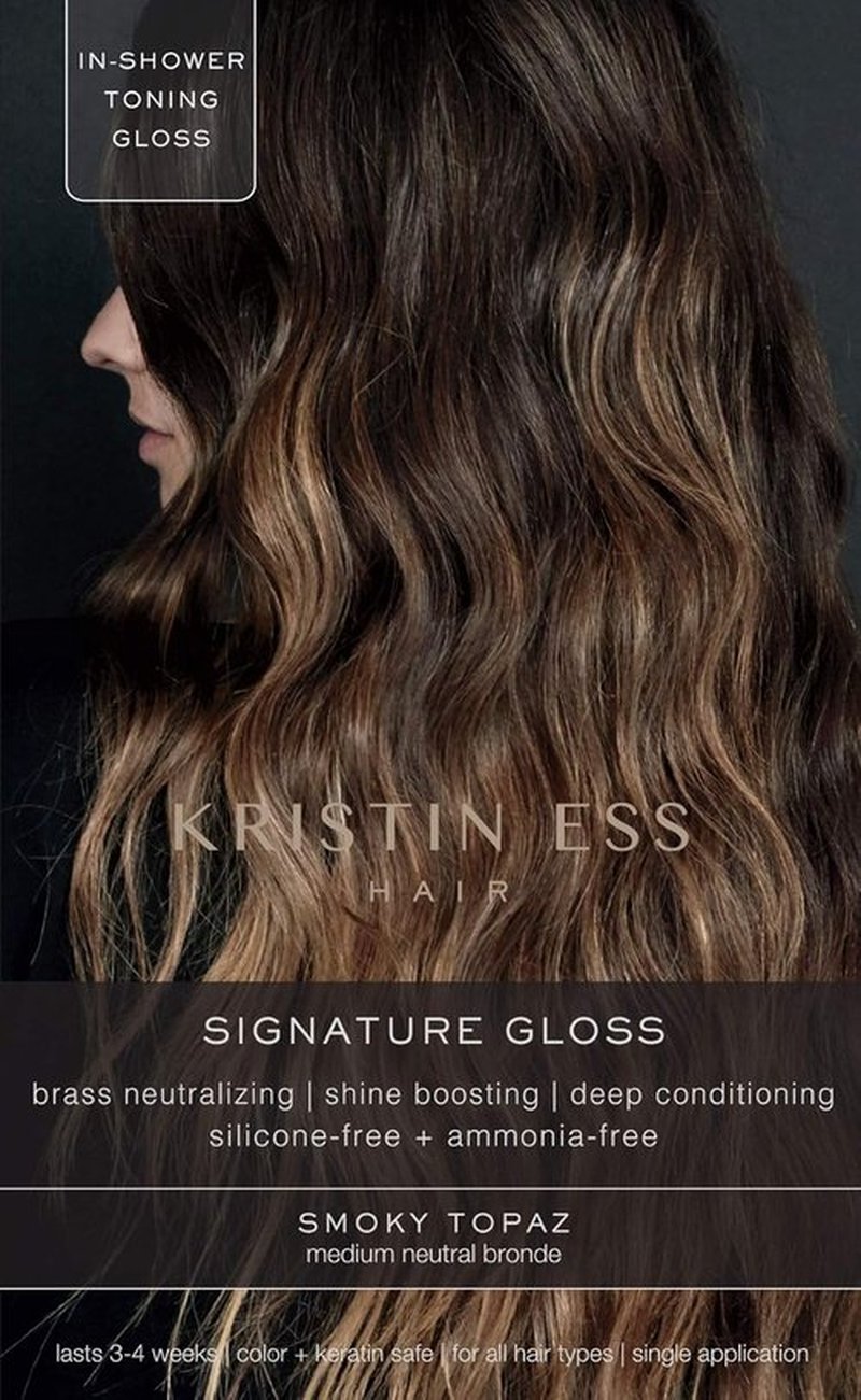 Kristin Ess Hair Gloss - Smokey Topaz Medium Neutral Blonde | 4-Week Semi-Permanent Color Depositing Conditioner - Vegan & Ammonia-Free for Vibrant Shine