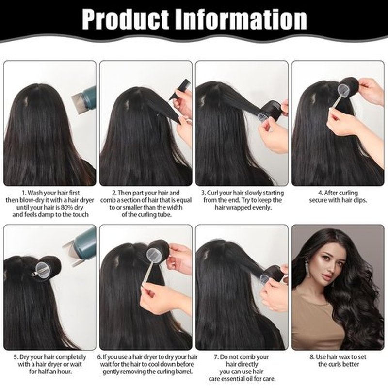 Skiennix Self-Grip Hair Rollers Set - 50 Jumbo Curlers for All Hair Types | Includes Clips, Black