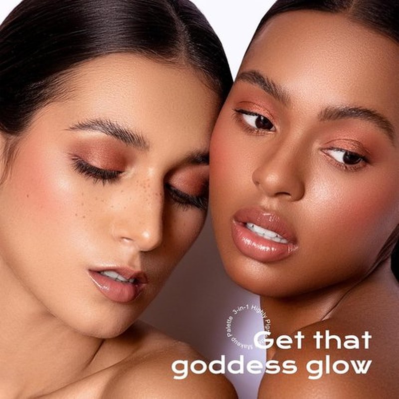 Color Nymph Contour Blush Highlighter Palette - 3-in-1 Shimmer & Matte Travel Kit with Brush & Mirror | Purple