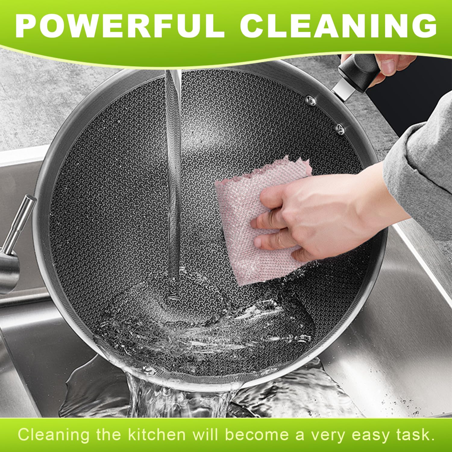 INFICRIME 12 Pcs Multipurpose Wire Dishwashing Rag, Upgraded Double-Layer Non-Scratch Wire Dish Cleaning Cloths, Reusable Steel Scrubberfor Kitchen, Cookware, Sinks, Stove Tops, 10"x10"