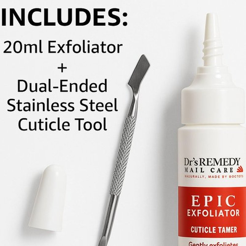 Dr.'s Remedy Epic Exfoliator and Cuticle Pusher Tool, lnstant Cuticle Remover 20 ml - Softens and Removes Excess Cuticles for Nail Care, Nail Kit