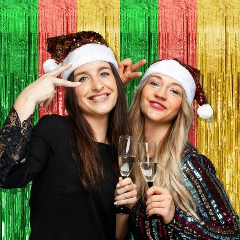 Skiennix Hawaii Backdrop | 2-Pack Tinsel Curtain Decorations for Summer Parties & Events