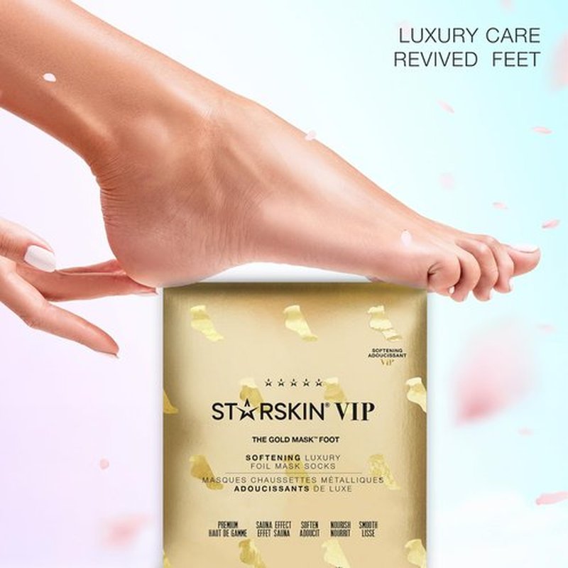 STARSKIN VIP Gold Mask Foot (1 Piece), Softening Foot Mask for all Skin Types, Korean Skin Care, Hydrating and Moisturizing with Shea Butter and Rose Oil