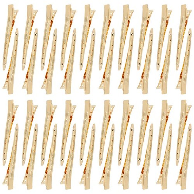 Dizila 40 Pieces 9cm/3.5" Gold Metal Hair Salon Alligator Hair Styling Clips with Holes Duckbill Hair Sectioning Clips Hair Barrettes Accessories for Women Girls Teens