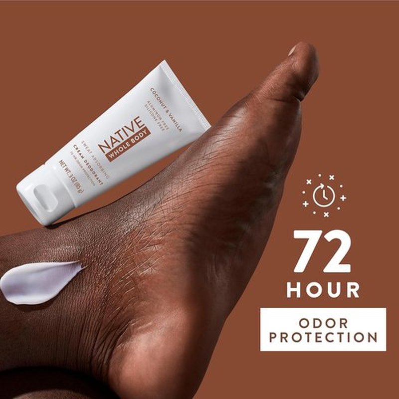 Native Whole Body Deodorant Cream - 72 Hour Odor Protection | Aluminum Free with Coconut Oil & Shea Butter | Coconut & Vanilla